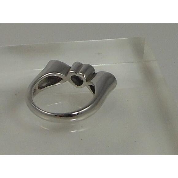 Vintage 1990s Sterling Silver Heart Ring Size 8.75 Pink Ice Simulated Diamond - Picture 3 of 10